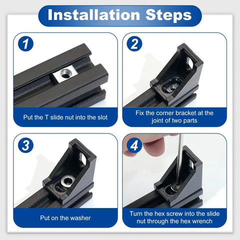 Installation steps for All-in-One M5 T-Nuts and Screws Kit for DIYers Building 8020 2040 2020 Aluminum Extrusion Profiles