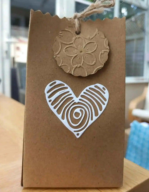 Heart Frame Metal Die Cuts Set Of 4 for Scrapbooking and Card Making DIY embossed heart on brown paper bag