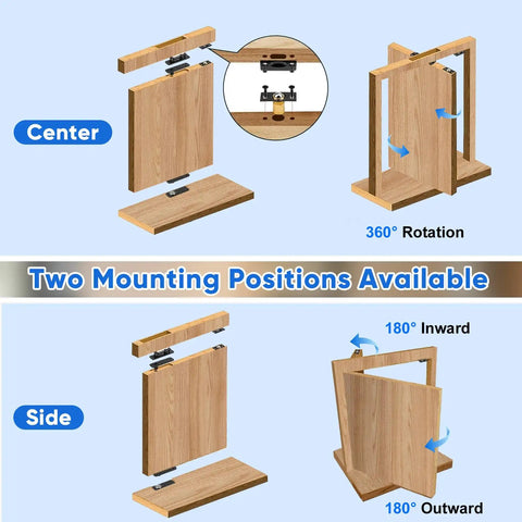 2 Pack Stainless Steel Hidden Door Hinges With 360 Degree Rotation For Secret Doors Beefy Heavy Duty Pivot Hinges Installed Example