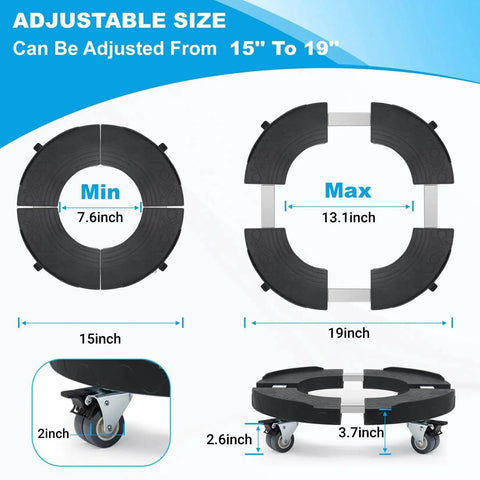 Adjustable Drum Dolly With Locking Wheels Fits 15 To 19 Inch Drums And Round Loads Heavy Duty 440 Lbs Capacity Rolling Cart