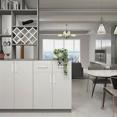 Modern kitchen with 30 Pack Brushed Nickel Stainless Steel Kitchen Cabinet Pulls With Square Corner Bar Handles 5 Inch Hole Centers.