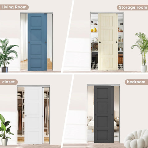 Heavy Duty 48 Inch Aluminum Bypass Sliding Closet Door Hardware Kit With Finger Pull For Two Door System Smooth And Quiet Operation
