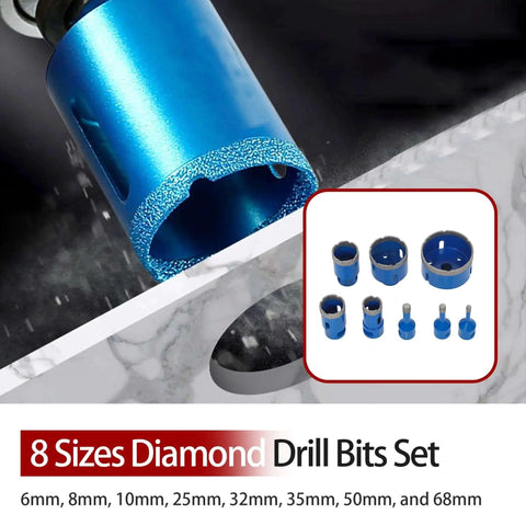 Diamond Hole Saw Drill Bit Set With 8 Pieces 6mm To 68mm M14 Threaded Core Bits For Tile Ceramic Porcelain Marble Granite And Stone
