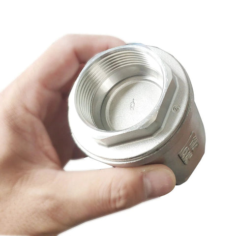 Vertical check valve, 1-1/2 in, female NPT, 304 stainless steel, spring-loaded inline