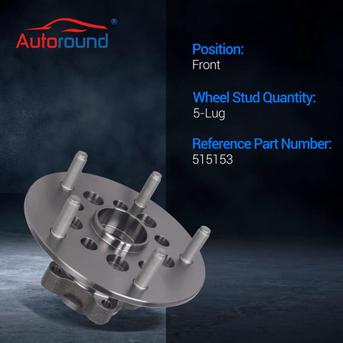 Front view of Front Wheel Bearing And Hub Assembly For Ford Transit 2015 To 2019 5 Lug Front Left Or Right Direct Fit Replacement