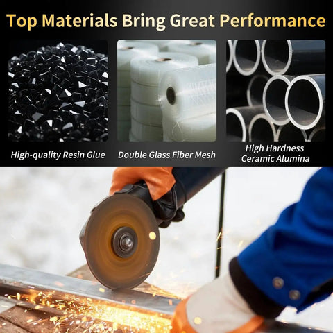 4 1/2 Inch Cut Off Wheel Pack For Angle Grinder Ideal For Metal And Stainless Steel Cutting, 0.045 Inch Thin High Speed Discs Up To 13300 RPM, Dual White Alumina Blend For Clean, Fast Slices, 10 Pack in action cutting metal with sparks
