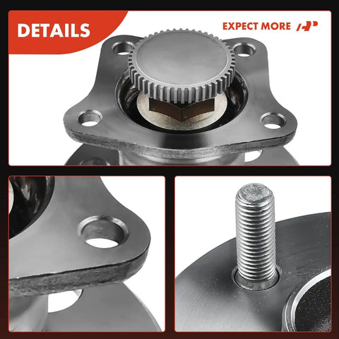 Close-up of Beefed Up Rear Wheel Bearing And Hub Assembly With ABS Ring for Toyota Corolla 1993 to 2002, Geo Prizm 1993 to 1997
