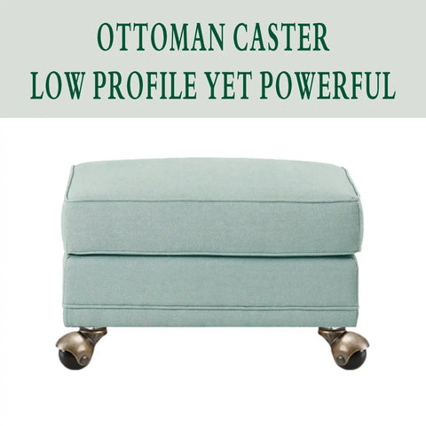 Ottoman with Antique Brass 1.5 Inch Caster Wheels Set Of 4 With Swivel Top Plate Vintage Ball Casters for furniture.