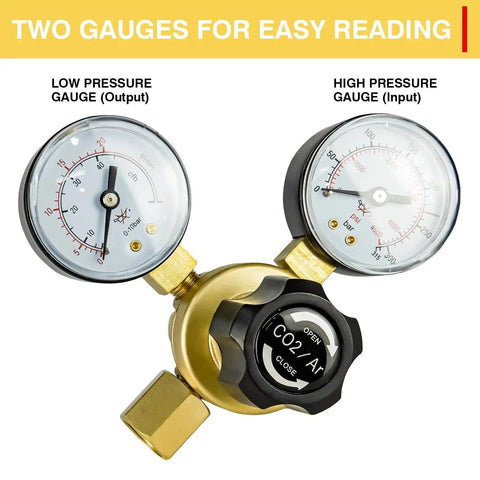 Argon CO2 Welding Regulator With Flowmeter And Gauge 0 To 4500 PSI Output CGA580 Inlet for MIG TIG Shielding Gas Display