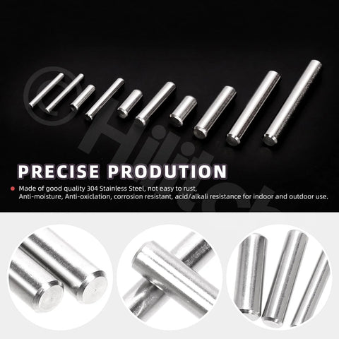 110 Piece Dowel Pin Set M2 M3 M4 M5 304 Stainless Steel Cylindrical Shelf Peg Pins for aligning and fastening components