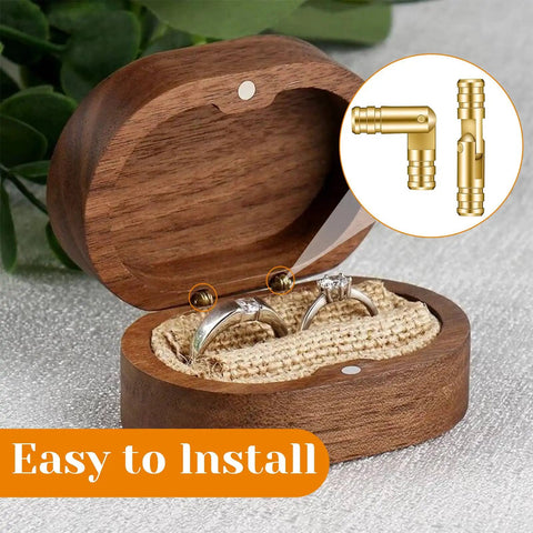 Brass Barrel Hidden Hinges 30 Pack For Wooden Boxes And Cabinets, 270 Degree Folding Small Hinge shown in open jewelry box