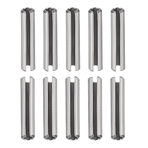 1.5mm By 6mm Slotted Roll Pin Set, 20 Pack, 304 Stainless Steel Spring Dowel Pins, Silver, Durable And Easy Fit For Home Machines And DIY Projects, Smooth Finish And High Strength Fasteners For Reliable Joining, front view