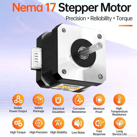 High Torque Nema 17 Stepper Motor 0.9 Degree 2 Phase Bipolar 1.2A 1.7 Ohm 0.16 Nm 22.66 Oz In Holding Torque for 3D Printer