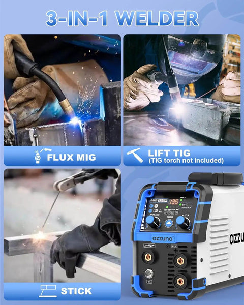 3 In 1 MIG TIG Stick Welder 135A 110V Flux Core Gasless Portable Wire Feed Welder With Auto Darkening Helmet For DIY Projects