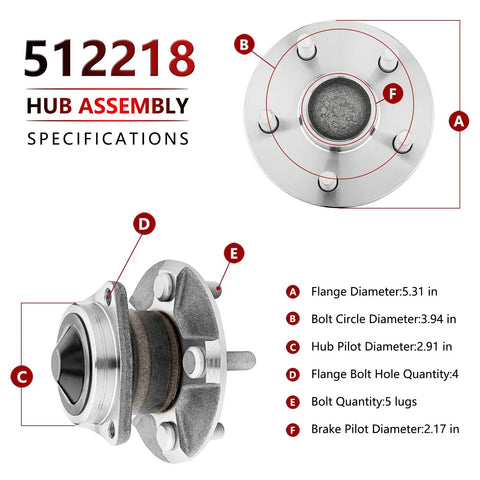Diagram of Rear Wheel Hub Assembly Pair For Toyota Corolla 2003 To 2008 with dimensions and specifications labeled.
