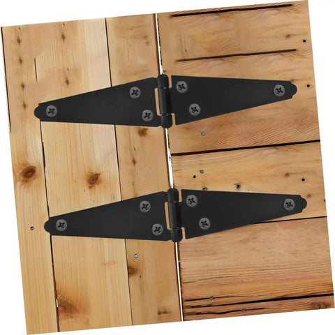 Heavy Duty Gate Hinges For Barn Doors And Fences With Screws Pro Grade Galvanized Steel Outdoor Hardware installed on wooden gate