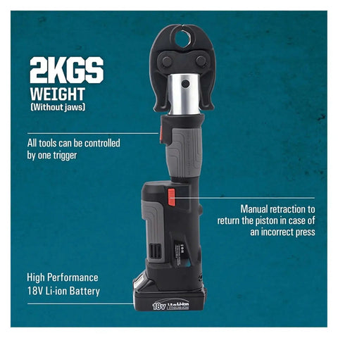 Mini Battery Pipe Crimping Tool For Plumbing Systems With Copper Fittings And Multilayer PEX Press Tool showing features