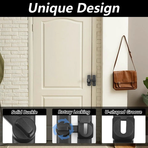 Black Barn Door Lock With 90 Or 180 Degree Flip Door Chain Lock A Versatile Security Sliding Lock for storm doors installed
