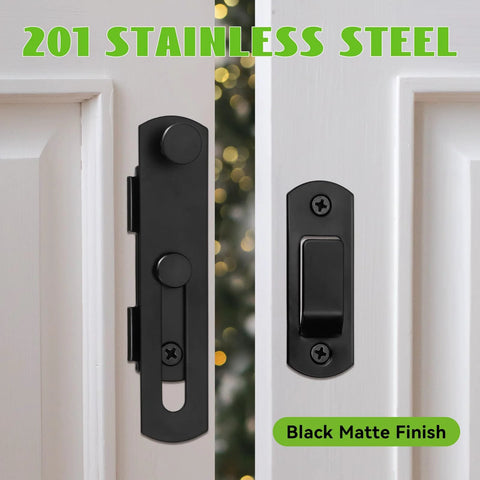 Heavy Duty Gate Latch for Barn Doors and Fences in Matte Black 201 Stainless Steel Gate Hardware installed on white door