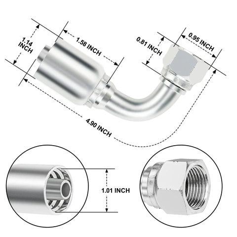 90 degree hydraulic fittings dimensions, 1/2 inch JIC to hose crimp kit, 37 degree swivel, single wire hose, fluid systems
