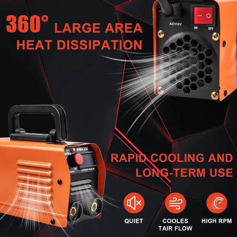 Side view of Portable 110V MMA Stick Welder With IGBT Inverter, featuring large area heat dissipation for home projects.