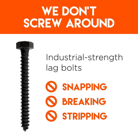 TV Mount Lag Bolt Kit For Wood Or Concrete With Heavy Duty Bolts Fischer Anchors And Drill Bits No Fuss Remount For Your TV Fast And Easy Without Replacing The Mount featuring industrial-strength black lag bolt.