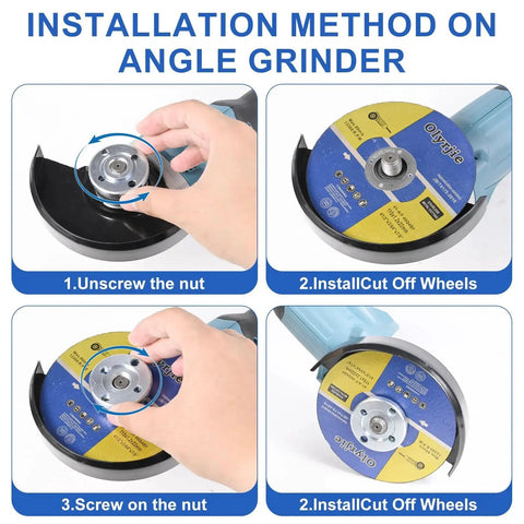 Installation steps for Ten Pack Four And A Half Inch Cut Off Wheels For Angle Grinders Ultra Thin Metal Cutting Discs.