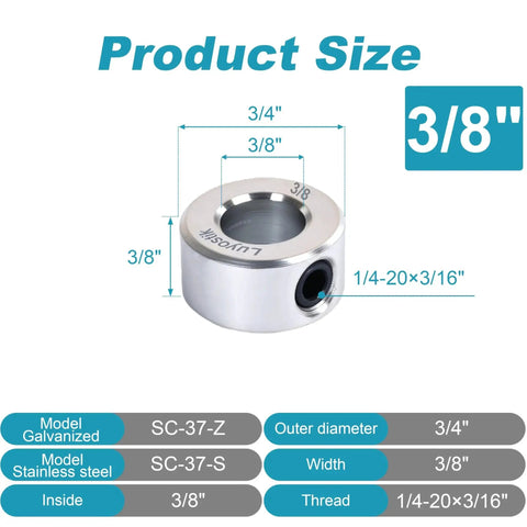 Rock Solid 32 Piece Shaft Collar Set With Three Eighths Inch Bore And Three Quarters Inch Outer Diameter For Wheelbarrow Axles Gearboxes And Machine Tools Zinc Plated With Set Screws And Hex Wrench By Luyostik
