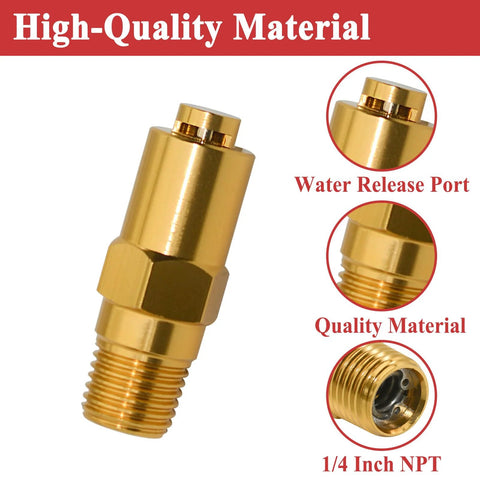 Brass thermal relief valve for gas-powered pressure washer pumps, 1/4 inch NPT