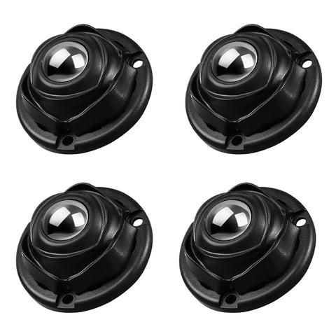 1 Inch Self Adhesive Caster Wheels With Low Profile 360 Degree Swivel Stainless Steel Rollers For Furniture, Appliances, Storage And Mop Buckets, Each Wheel Supports Up To 28 Lbs, Black Finish, 4 Pack