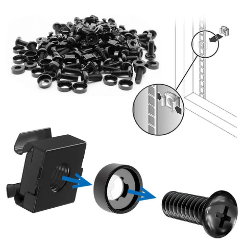 40 Sets M6 Rack Mount Hardware Kit With Cage Nuts, Screws, Nylon Lock Washers, And Washers for Server Racks and Cabinets