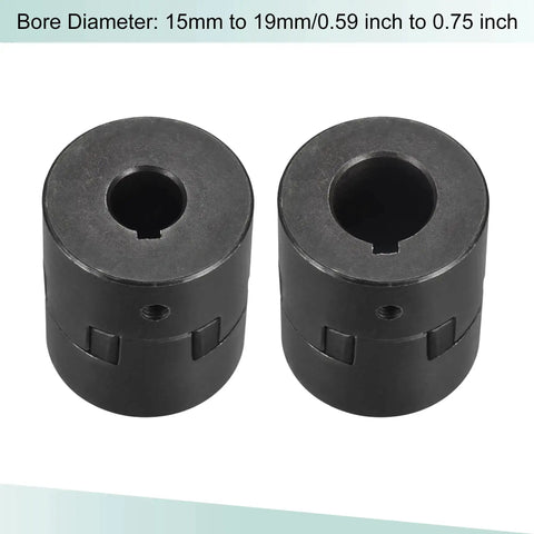 Flexible Coupling Shaft 15mm to 19mm Bore 53mm by 44.5mm Motor Coupler Joint for servo and stepper motors, front view
