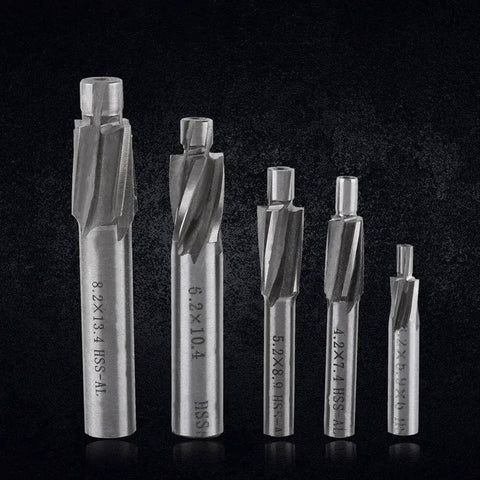 Professional Grade 5 Piece Counterbore Drill Bits Set With 4 Flutes Straight End Mills HSS for Copper Aluminum Cast Iron M3 to M8