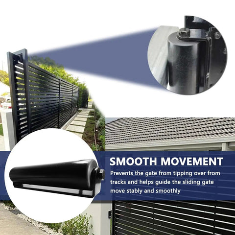 Slide Gate Guide Roller With C Post Welded Bracket, Heavy Duty Sealed Ball Bearing Side Roller Assembly installed on gate