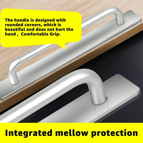 Self Stick Instant Cabinet Drawer Handles Set Aluminum Alloy With Adhesive Backing For Kitchen Cabinets Windows Closets Silver 147mm 2 Pack