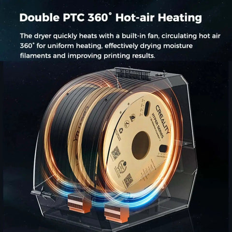 Filament Dryer Plus Dual Spool Storage With Built In Fan And 4 Inch Touch Screen PTC Heating Dehydrator Box showing double spool