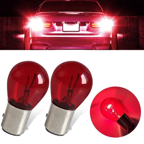 12V 21/5W Halogen Brake Light Bulb With BAY15D Base, Dual High Low Filament, Stable Brightness, Easy Install Replacement Kit For Cars And Motorcycles, Red