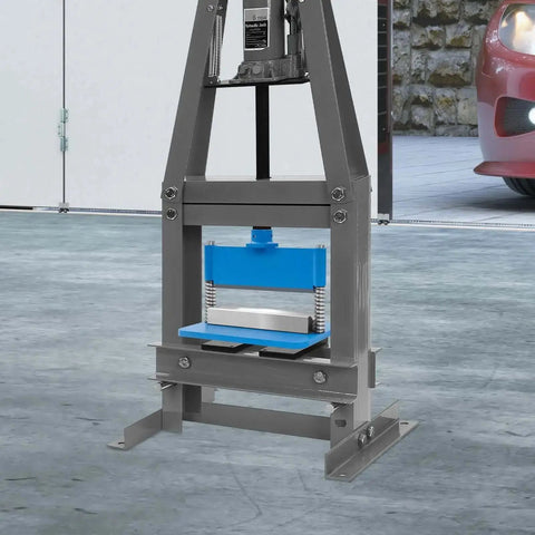 12 Inch Press Brake Attachment For 12 20 Hydraulic Shop Presses With 90 Degree Bend And 3 16 Inch Thickness Capacity installed in workshop