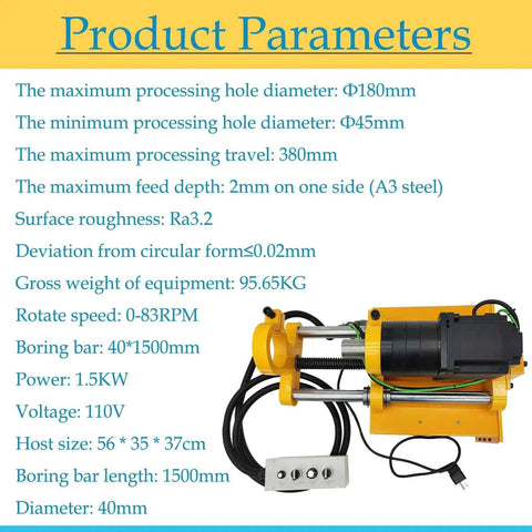 Workshop Ready 110V Hole Drilling Machine For Engineering Machining Delivers 45 To 180 Mm Hole Range with Product Parameters