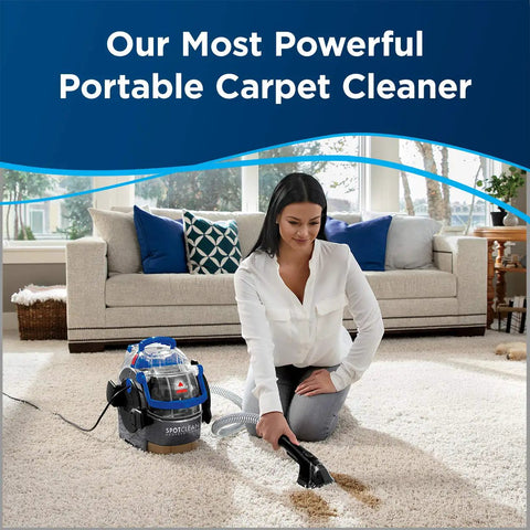 Pro Grade Portable Carpet And Upholstery Deep Cleaner For Stairs Rugs And Auto Interiors With 5.7A Motor 5ft Hose 3 In 1 Stair Tool Tough Stain Brush And Hydro Rinse Self Clean System BISSELL used for cleaning carpet with upholstery tool.