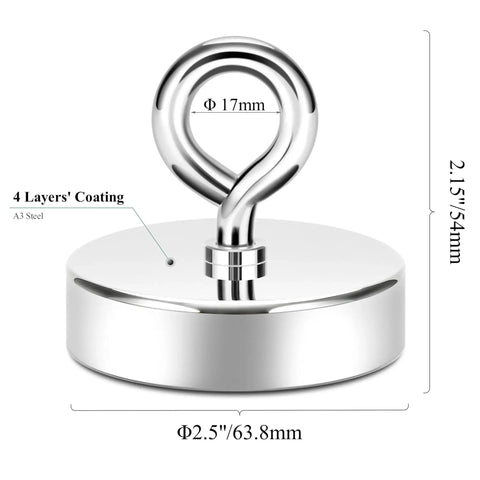 550Lb Heavy Duty Magnetic Fishing Kit With Rope For Salvage And Treasure Hunting neodymium magnet dimensions