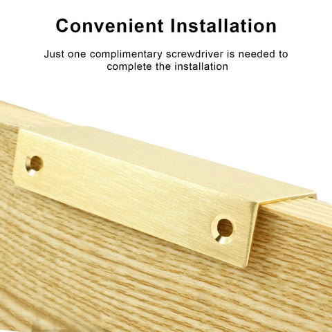 Six Pack Modern Brushed Gold Aluminum Hidden Cabinet Pulls Set With Back Mount Edge Finger Pull Handles installation detail