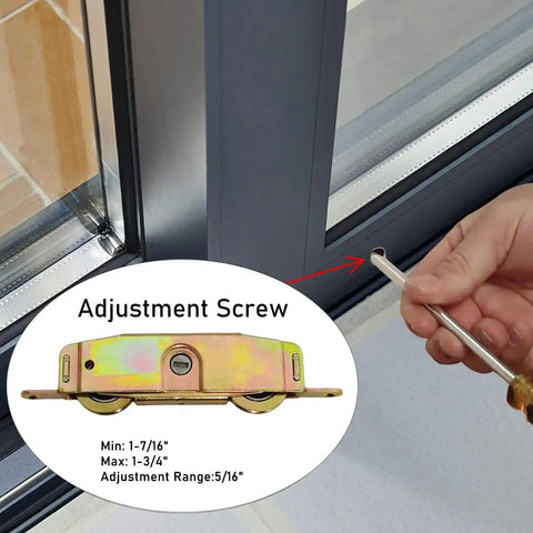 Heavy Duty Sliding Patio Door Rollers Replacement Kit With 1-1/4 Inch Side Adjustable Glass Door Wheels installation view
