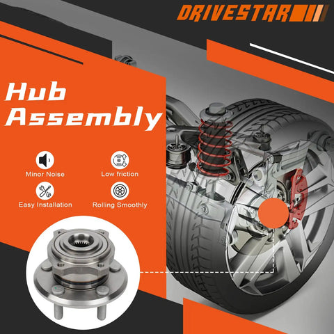 Rear Wheel Hub And Bearing Assembly Pair For Chrysler 300 2005 To 2009, Dodge Charger 2006 To 2009, And Magnum 2005 To 2008 With 5 Lug And 27 Spline Shaft