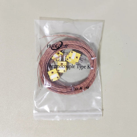 Amazon 5-pack Type K thermocouple probes with copper wire and yellow mini-connectors, 1 m long