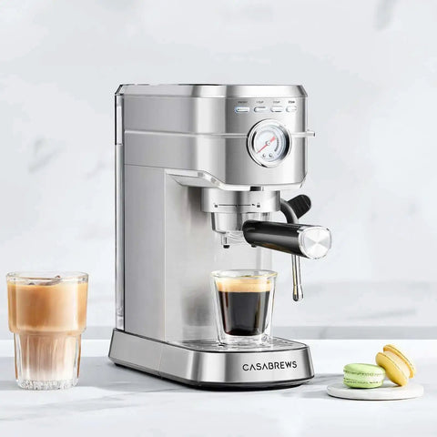 Compact 20 Bar Espresso Machine With Steam Milk Frother For Home Barista Vibes Stainless Steel Coffee Maker, 34oz water tank.