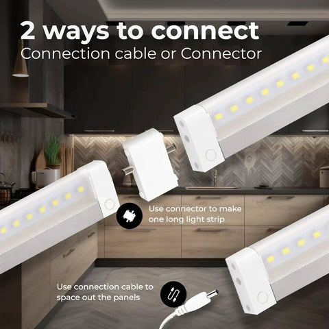 Hand Wave Activated Under Cabinet LED Lighting Kit 4 Pack 12 Inch Dimmable White Under Counter Lights connection options