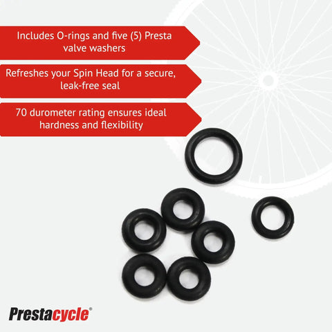 3 Way Spin Head Rebuild Kit With O Rings And Presta Valve Washers For Inflation Tools Replacement Buna Nitrile Seals