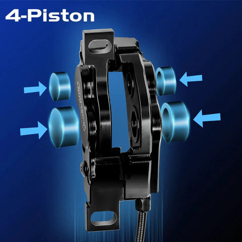 DYISLAND e-bike hydraulic disc brake set, front and rear, black, 180mm rotors, pre-bled with mineral oil