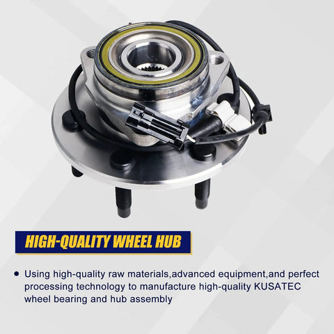 Front Wheel Bearing And Hub Assembly Set For Chevy Avalanche 1500 Tahoe Express 1500 And 2500 Cadillac Escalade ESV EXT AWD GMC Savana 1500 2500 AWD 6 Lug With ABS on white background